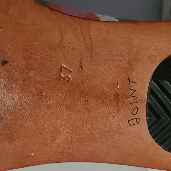 CYDWOQ Colorful Leather Peep Toe Flats Women's EU 37 US 6.5-7 Artsy Quirky Boho - Picture 12 of 16